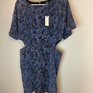 New with tags Anthropologie Jacquard Cut-out black/blue mini Dress size 12